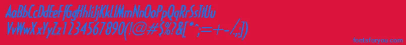 HalseylightcondsskBolditalic Font – Blue Fonts on Red Background