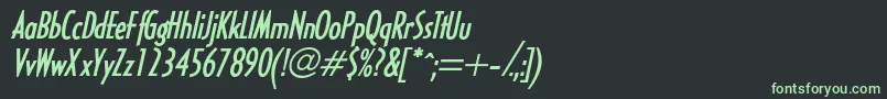 フォントHalseylightcondsskBolditalic – 黒い背景に緑の文字