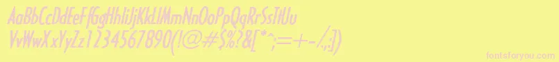 HalseylightcondsskBolditalic-fontti – vaaleanpunaiset fontit keltaisella taustalla