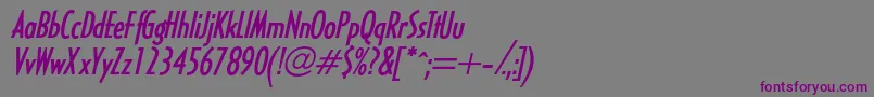 Шрифт HalseylightcondsskBolditalic – фиолетовые шрифты на сером фоне