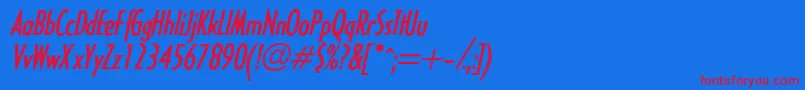 HalseylightcondsskBolditalic Font – Red Fonts on Blue Background