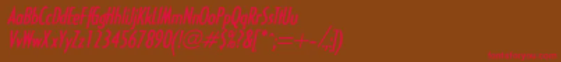 HalseylightcondsskBolditalic Font – Red Fonts on Brown Background