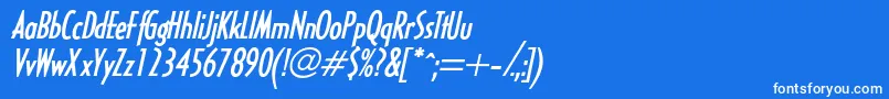 Шрифт HalseylightcondsskBolditalic – белые шрифты на синем фоне