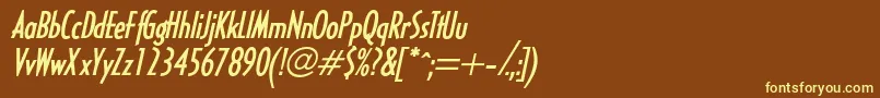 HalseylightcondsskBolditalic-fontti – keltaiset fontit ruskealla taustalla