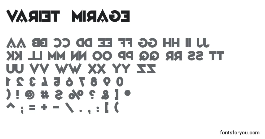 Czcionka VarietРІMirage – alfabet, cyfry, specjalne znaki