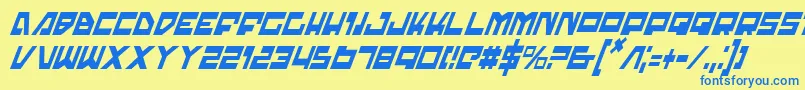 TrajiaCondensedItalic Font – Blue Fonts on Yellow Background
