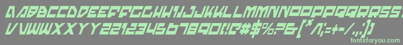 TrajiaCondensedItalic-Schriftart – Grüne Schriften auf grauem Hintergrund