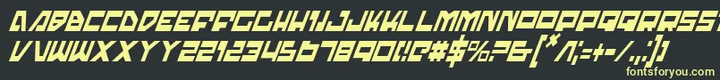 フォントTrajiaCondensedItalic – 黒い背景に黄色の文字