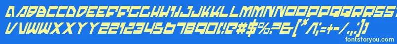 TrajiaCondensedItalic Font – Yellow Fonts on Blue Background