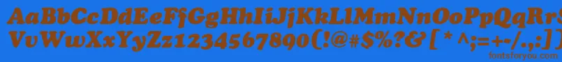 フォントAgcsi – 茶色の文字が青い背景にあります。