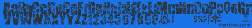 Deat+Deat-Schriftart – Schwarze Schriften auf blauem Hintergrund