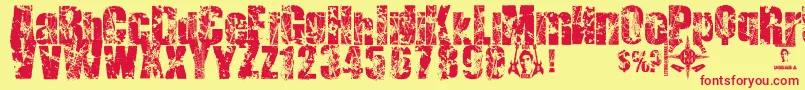 Deat+Deat Font – Red Fonts on Yellow Background