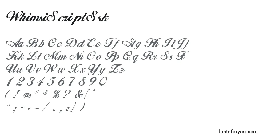 WhimsiScriptSsk Font – alphabet, numbers, special characters