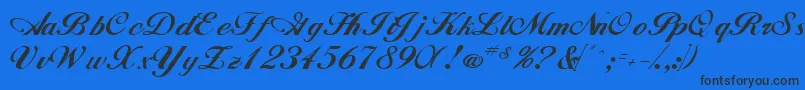 WhimsiScriptSsk Font – Black Fonts on Blue Background