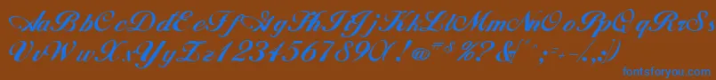 フォントWhimsiScriptSsk – 茶色の背景に青い文字