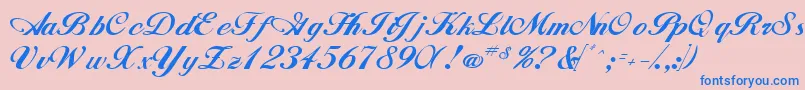 WhimsiScriptSsk Font – Blue Fonts on Pink Background