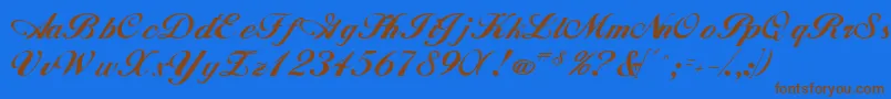 WhimsiScriptSsk Font – Brown Fonts on Blue Background