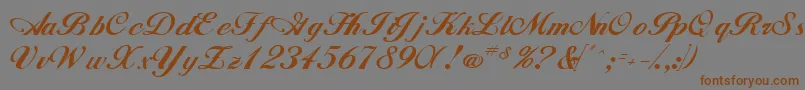 WhimsiScriptSsk-Schriftart – Braune Schriften auf grauem Hintergrund
