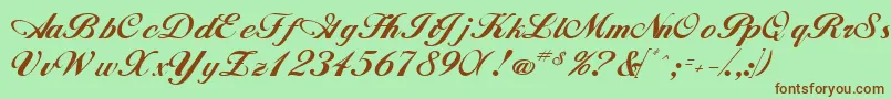 WhimsiScriptSsk Font – Brown Fonts on Green Background