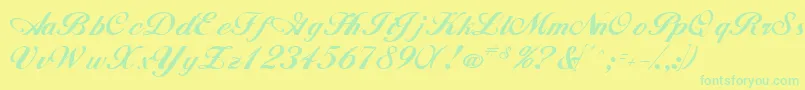 WhimsiScriptSsk Font – Green Fonts on Yellow Background