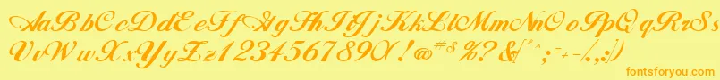 WhimsiScriptSsk Font – Orange Fonts on Yellow Background