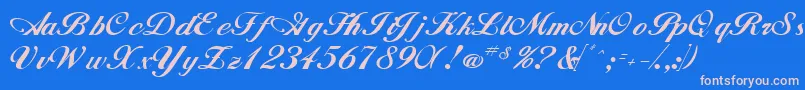 WhimsiScriptSsk Font – Pink Fonts on Blue Background