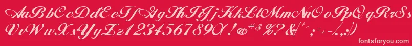 WhimsiScriptSsk Font – Pink Fonts on Red Background