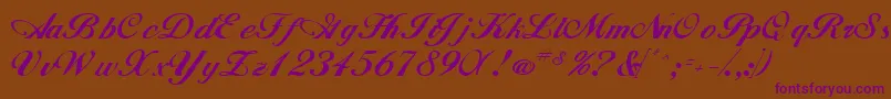 WhimsiScriptSsk-Schriftart – Violette Schriften auf braunem Hintergrund