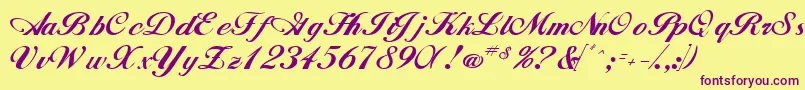 WhimsiScriptSsk Font – Purple Fonts on Yellow Background