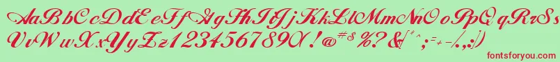 WhimsiScriptSsk Font – Red Fonts on Green Background