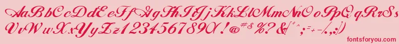 WhimsiScriptSsk Font – Red Fonts on Pink Background