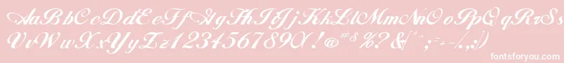 WhimsiScriptSsk-Schriftart – Weiße Schriften auf rosa Hintergrund