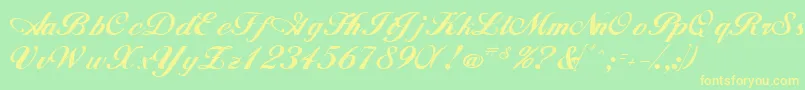 WhimsiScriptSsk Font – Yellow Fonts on Green Background