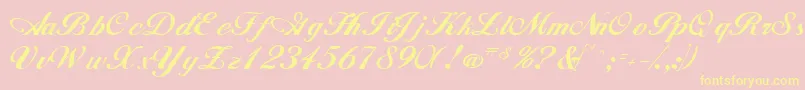 WhimsiScriptSsk Font – Yellow Fonts on Pink Background