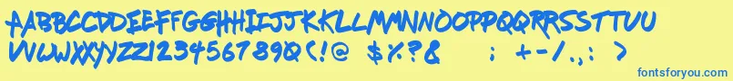 Freshmarker-Schriftart – Blaue Schriften auf gelbem Hintergrund