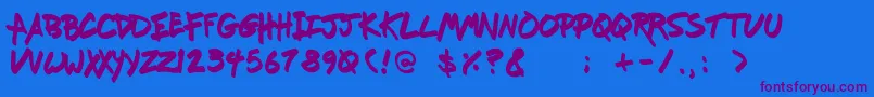 Weitere Informationen zur Freshmarker-Schriftart Freshmarker-Schriftart – Violette Schriften auf blauem Hintergrund