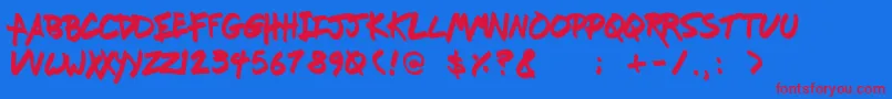 Freshmarker-fontti – punaiset fontit sinisellä taustalla