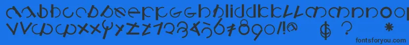 Logomatiquebold-Schriftart – Schwarze Schriften auf blauem Hintergrund
