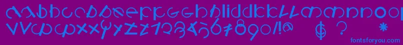 Logomatiquebold-fontti – siniset fontit violetilla taustalla