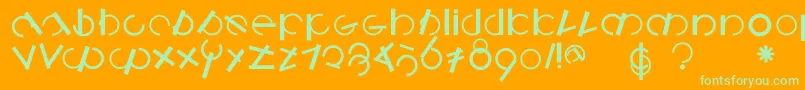 Logomatiquebold-Schriftart – Grüne Schriften auf orangefarbenem Hintergrund