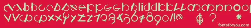 Logomatiquebold-Schriftart – Grüne Schriften auf rotem Hintergrund