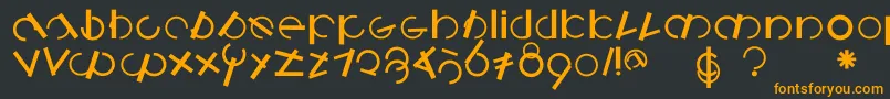 フォントLogomatiquebold – 黒い背景にオレンジの文字