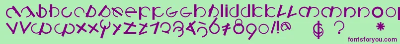 フォントLogomatiquebold – 緑の背景に紫のフォント