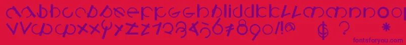 Czcionka Logomatiquebold – fioletowe czcionki na czerwonym tle