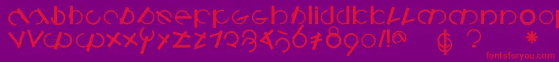 Logomatiquebold-Schriftart – Rote Schriften auf violettem Hintergrund