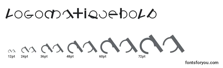 Размеры шрифта Logomatiquebold