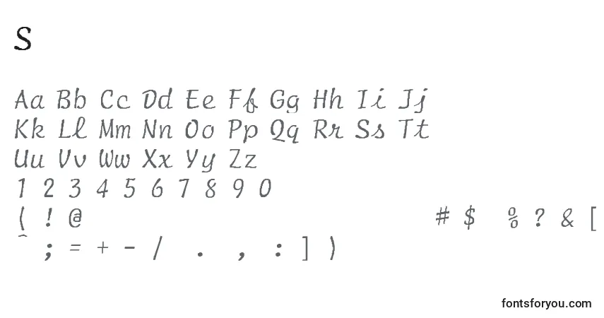 Schriftart ScriptNormalItalic – Alphabet, Zahlen, spezielle Symbole