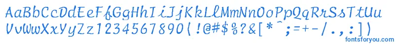 フォントScriptNormalItalic – 白い背景に青い文字