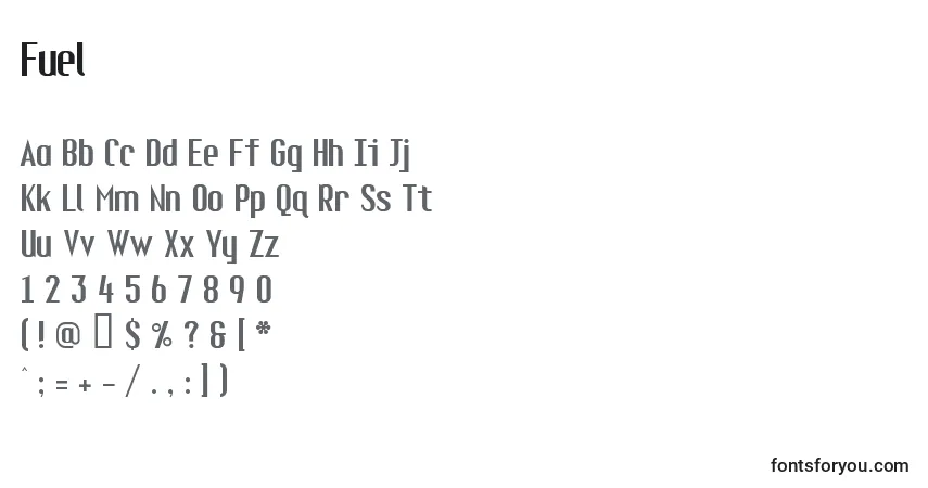 Schriftart Fuel – Alphabet, Zahlen, spezielle Symbole