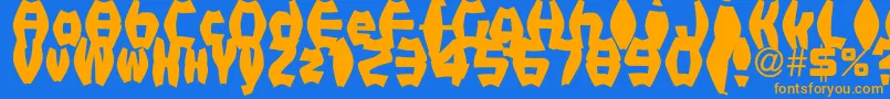 FatManIiBold Font – Orange Fonts on Blue Background